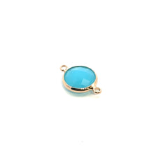 Light blue circle crystal charm double ring. SKU#M2148lightblue