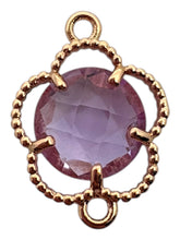 Purple four leaf clover double ring crystal charm, SKU#M2142purple