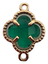 Emerald green double ring four leaf clover, SKU#M2142Egreen