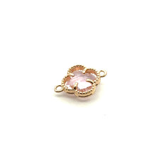 Pink four leaf clover double ring crystal charm, SKU#M2142pink