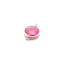 Pink circle crystal charm double ring. SKU#M2148pink