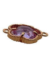 Purple four leaf clover double ring crystal charm, SKU#M2142purple