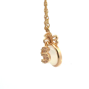 Money Sign Crown Charm, Gold Plated