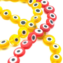 Flat 7.99mm round evil eye beads, SKU#M3167