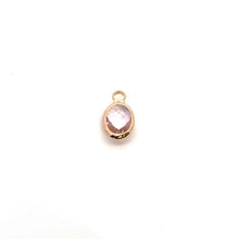 Pink oval shape crystal charm, SKU#M2163pink
