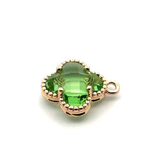 Light green four leaf clover charm, 14K gold plated. SKU# M8816