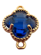 Dark blue double ring four leaf clover crystal charm, SKU#M2142Dblue