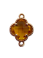 Yellow double ring four leaf clover crystal charm, SKU#M2142yellow
