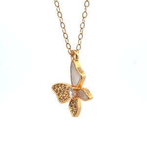 Butterfly Charm, Pearl, Gold Plated, M4426