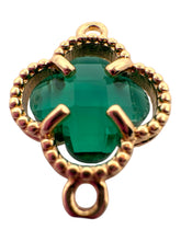Emerald green double ring four leaf clover, SKU#M2142Egreen