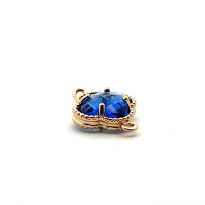 Royal blue four leaf clover double ring crystal charm, SKU#M2142Rblue