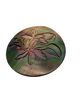 Round mother of pearl, carved flower, SKU#M4046