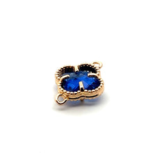 Royal blue four leaf clover double ring crystal charm, SKU#M2142Rblue