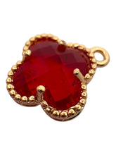 Ruby four leaf clover charm , SKU#M2158-8