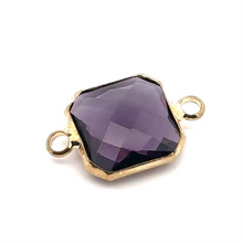 Purple Square charm, double ring crystal charm, SKU#M2145purple