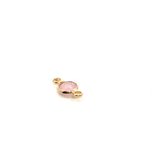 Pink double ring circle crystal charm, SKU#M2166pink