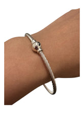 Sterling silver 7.5” threaded bead cable bracelet, SKU#502195475L