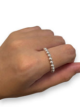 Sterling silver size 6 beaded stretchy ring, SKU#50530ER6