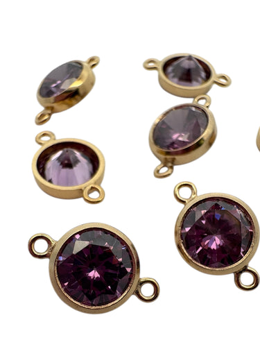 3mm, Gold filled , 3A, Cubic Zicronia Bezel Connector 
SKU#4030CM6