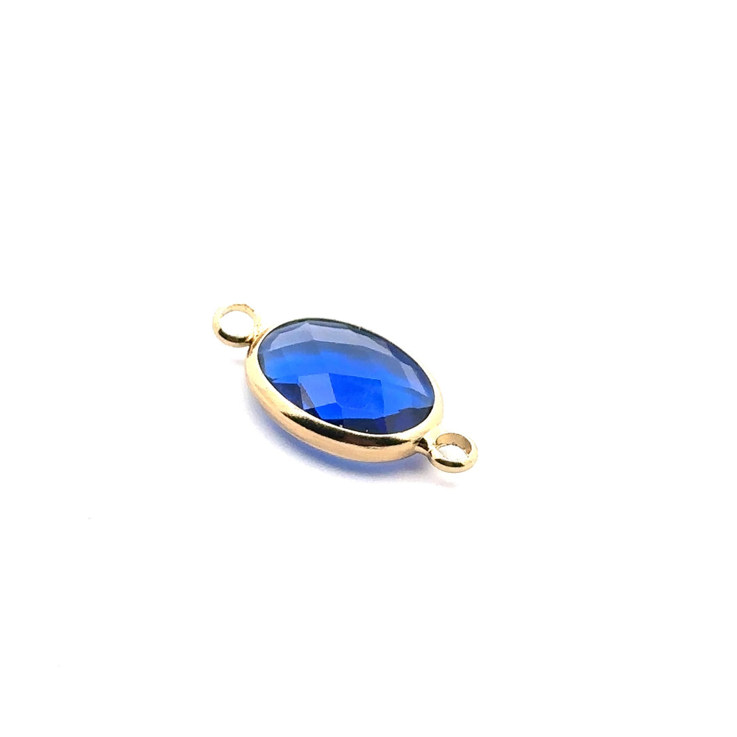 Royal blue oval shape double ring crystal charm,SKU#M2143royalblue