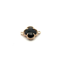 Lack four leaf clover double ring crystal charm, SKU#M2142Black