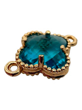 Blue four leaf clover double ring crystal charm, SKU#M2142blue