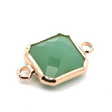 Green Square charm, double ring crystal charm, SKU#M2145green