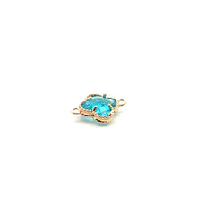 Blue four leaf clover double ring crystal charm, SKU#M2142blue