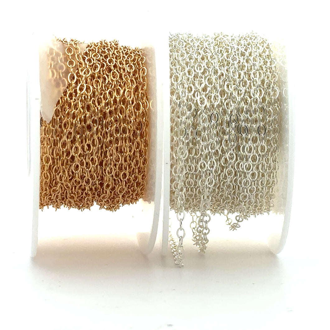 2.3mm Flat Open Cable, 14k Gold Filled, Sterling Silver, Sku#S1712F