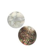 Round mother of pearl, flower carved, SKU#M3449