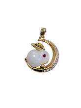 Moon Rabbit Pendant, Gold Plated, M4433