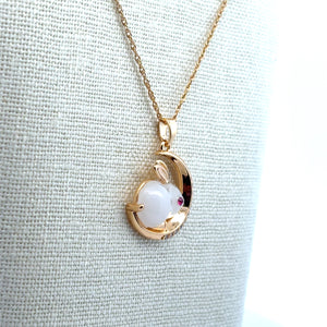 Moon Rabbit Pendant, Gold Plated, M4433