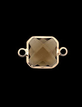 Champagne Brown Square Charm, Gold Plated, Sku#2145