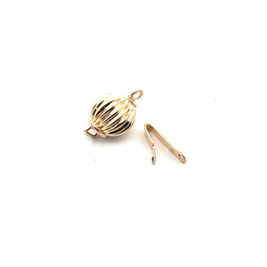 Textured solid gold bead clasp, SKU#A007C