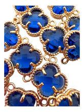 Dark blue double ring four leaf clover crystal charm, SKU#M2142Dblue