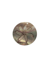 Round Mother of Pearl, carved flower, SKU#M4052