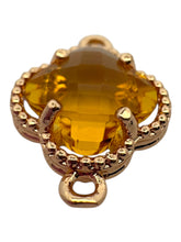 Yellow double ring four leaf clover crystal charm, SKU#M2142yellow