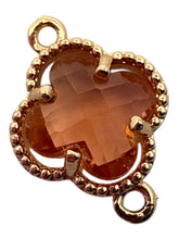 Champagne double ring four leaf clover crystal charm, SKU#M2142champagne