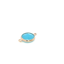 Light blue circle crystal charm double ring. SKU#M2148lightblue
