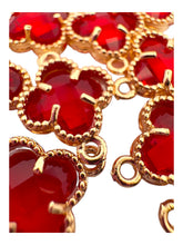 Ruby four leaf clover double ring crystal charm, SKU#M2142ruby