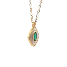 Gold Plated Diamond Shape With Emerald Rhinestone Charm, M441