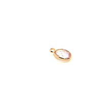 Pink oval shape crystal charm, SKU#M2163pink