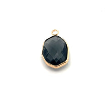 Soft Black Oval Hexagon Charm, Gold Plated, Sku#M2139