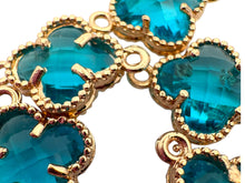 Blue four leaf clover double ring crystal charm, SKU#M2142blue