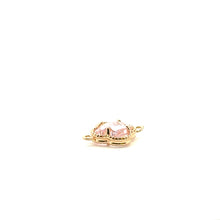 Light pink four leaf clover double ring crystal charm, SKU#M2142Lpink