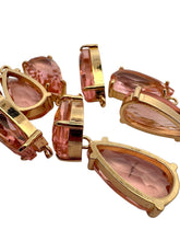 Pink tear drop crystal charm, SKU#M2152pink