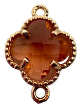 Champagne double ring four leaf clover crystal charm, SKU#M2142champagne