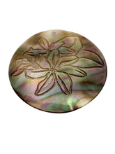 Round Mother of,Pearl carved flower. SKU#M4054