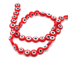 Flat 7.99mm round evil eye beads, SKU#M3167
