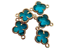Blue four leaf clover double ring crystal charm, SKU#M2142blue